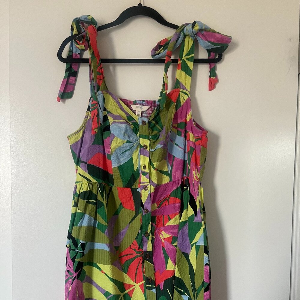 Floral Print Tie Shoulder Button-Front Mini Dress